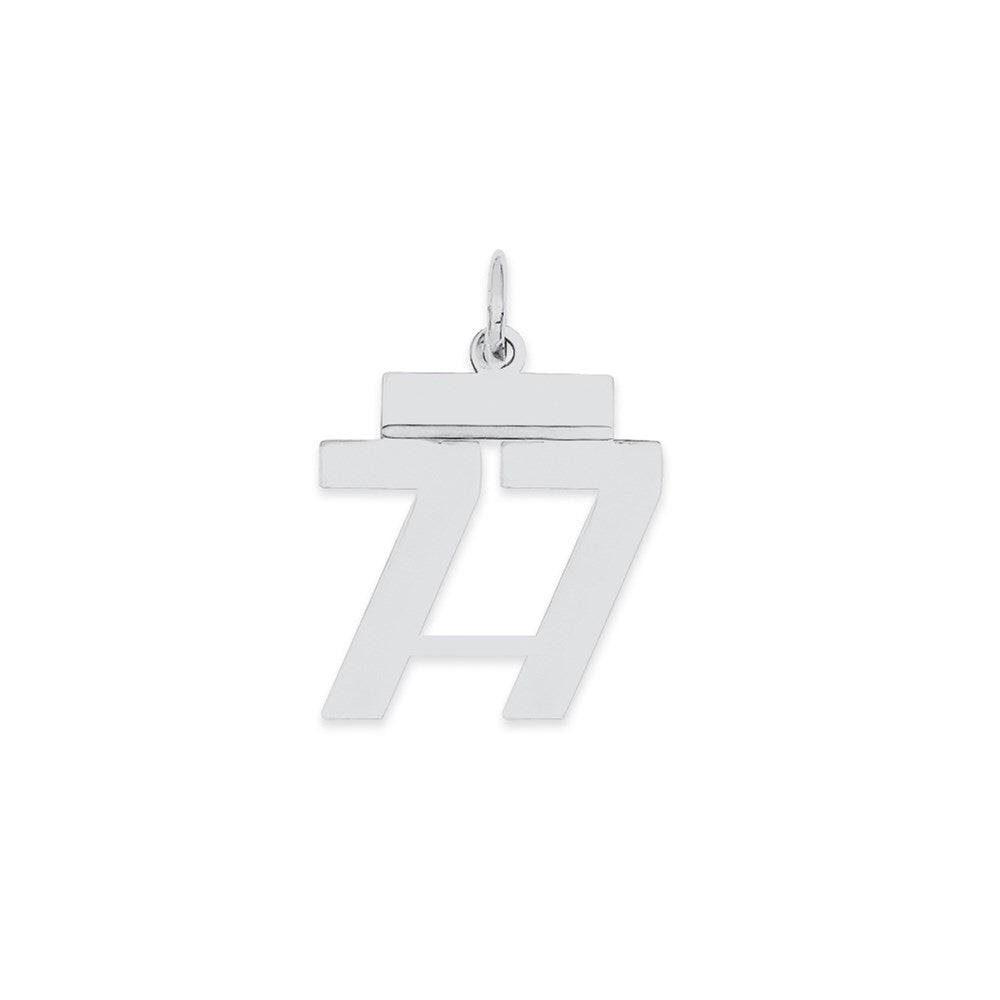 Sterling Silver/Rhodium-plated Polished Number 77 Charm