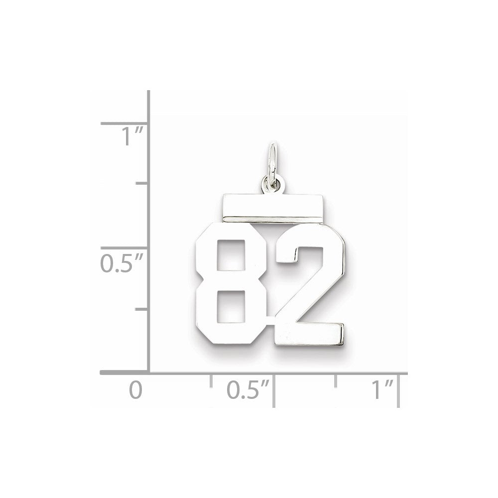 Sterling Silver/Rhodium-plated Polished Number 82 Charm