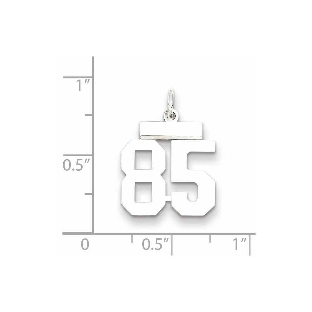 Sterling Silver/Rhodium-plated Polished Number 85 Charm