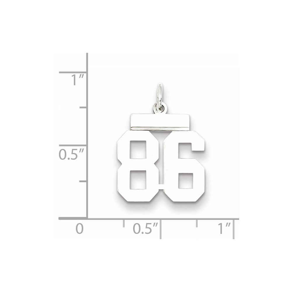 Sterling Silver/Rhodium-plated Polished Number 86 Charm