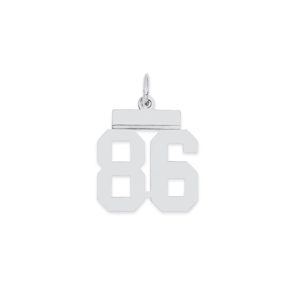 Sterling Silver/Rhodium-plated Polished Number 86 Charm