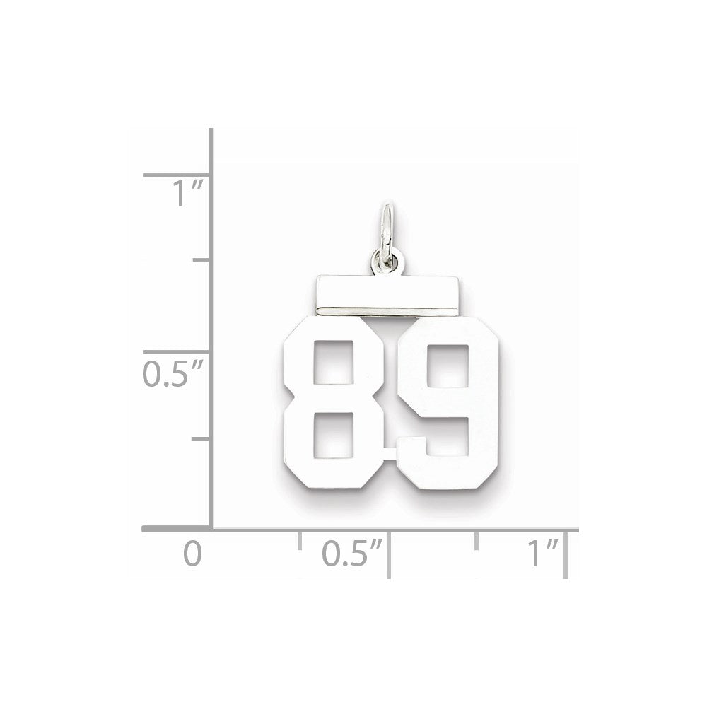 Sterling Silver/Rhodium-plated Polished Number 89 Charm