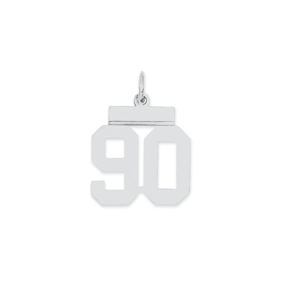 Sterling Silver/Rhodium-plated Polished Number 90 Charm