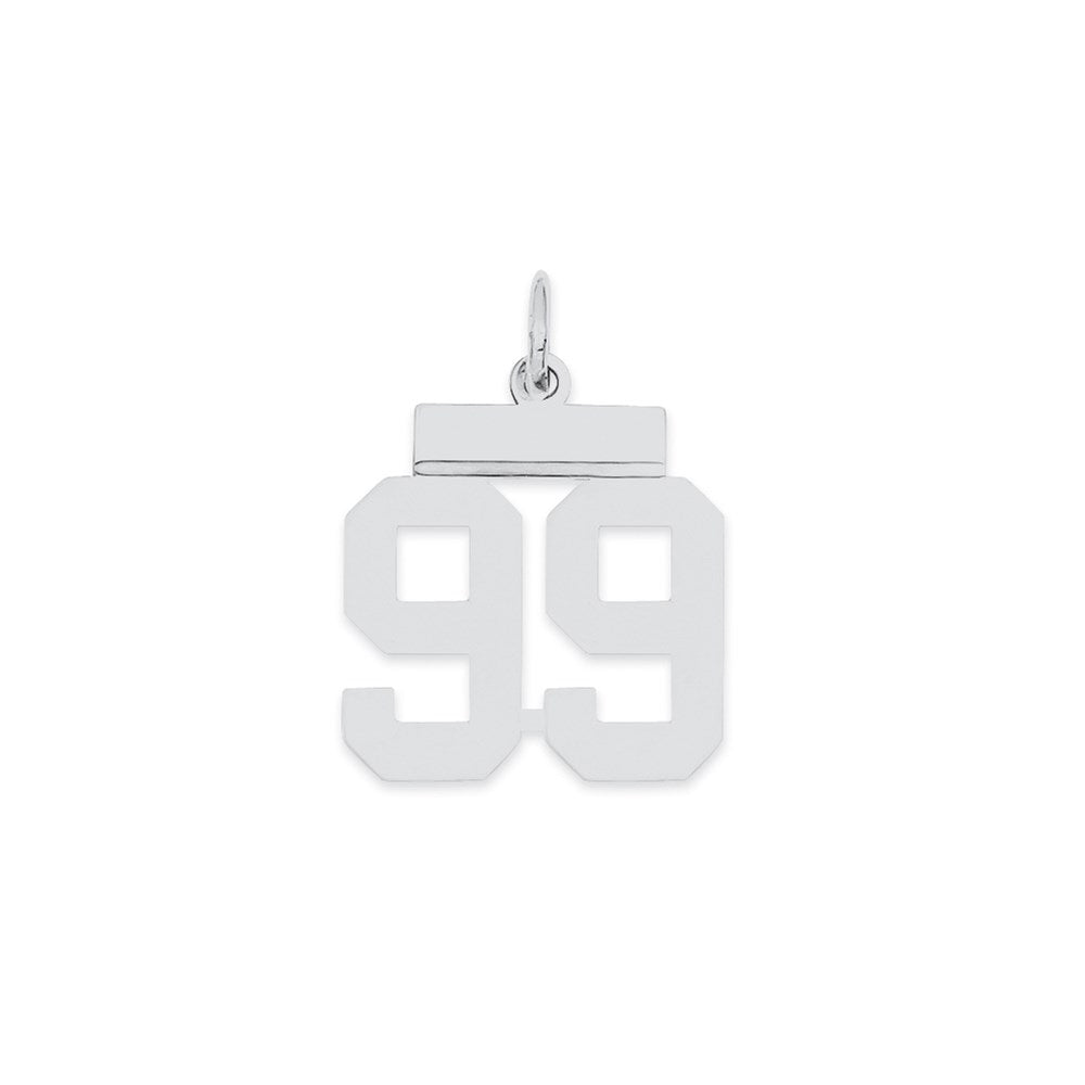 Sterling Silver/Rhodium-plated Polished Number 99 Charm