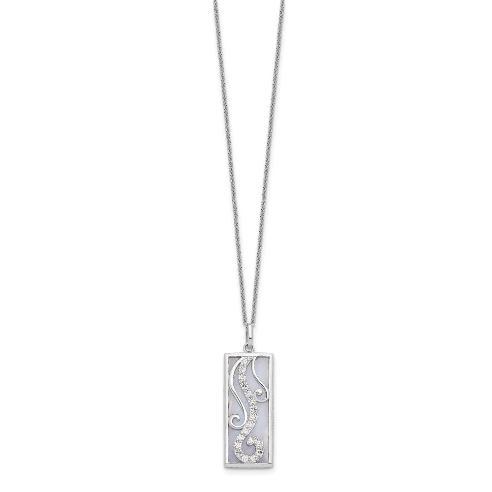 Sentimental Expressions Sterling Silver Rhodium-plated Blue Lace Agate CZ Living Water 18in Necklace