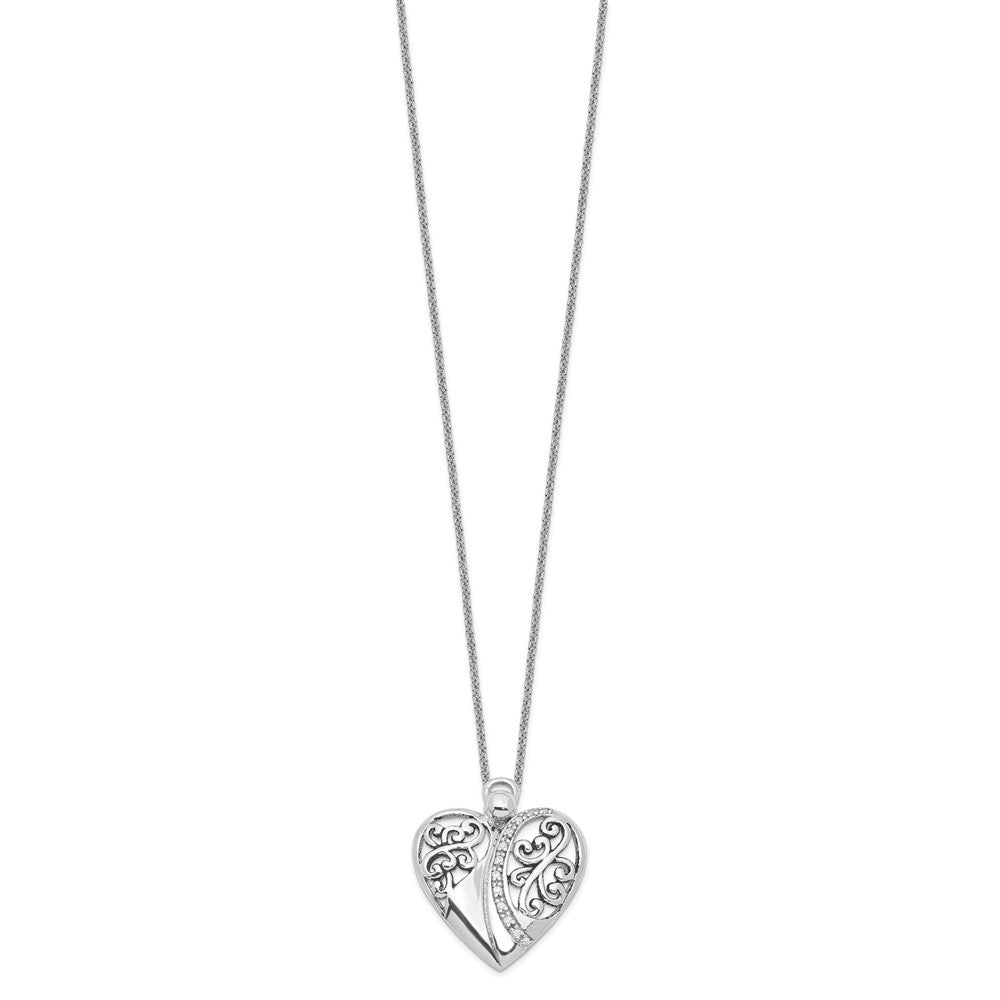 Sentimental Expressions Sterling Silver Rhodium-plated CZ Antiqued 18in Angel of Love Necklace