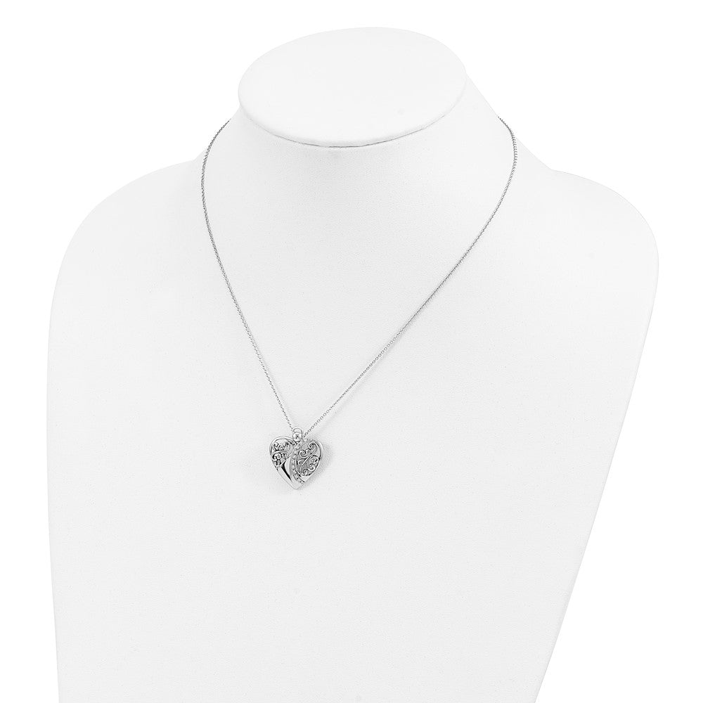 Sentimental Expressions Sterling Silver Rhodium-plated CZ Antiqued 18in Angel of Love Necklace