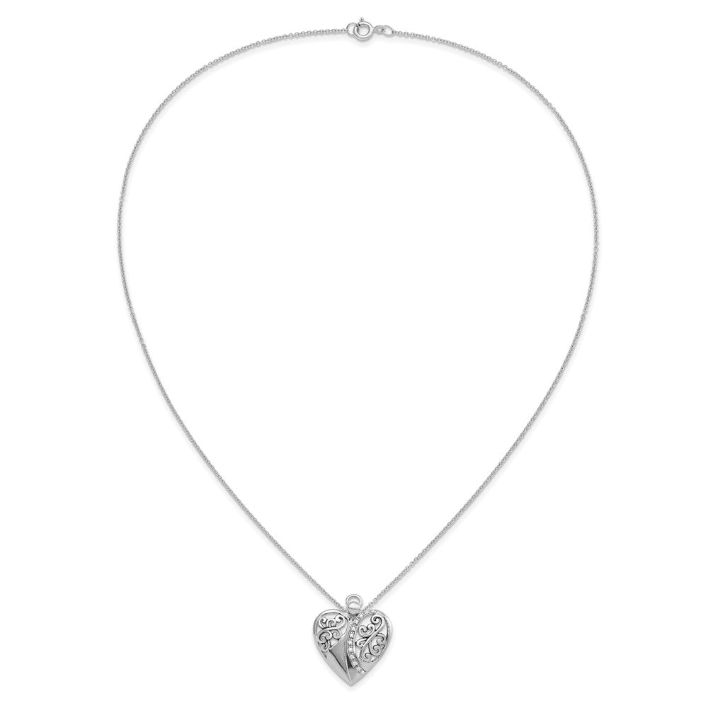 Sentimental Expressions Sterling Silver Rhodium-plated CZ Antiqued 18in Angel of Love Necklace