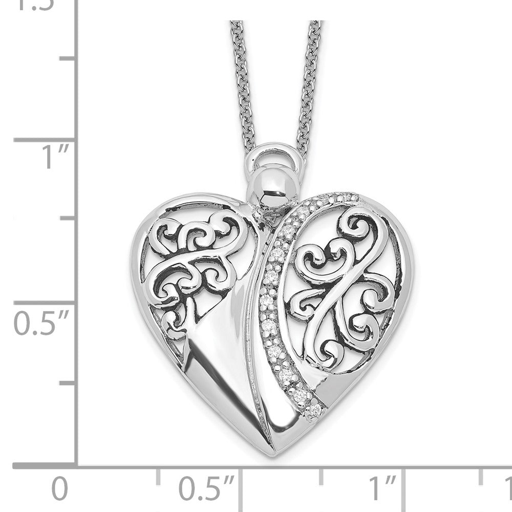 Sentimental Expressions Sterling Silver Rhodium-plated CZ Antiqued 18in Angel of Love Necklace