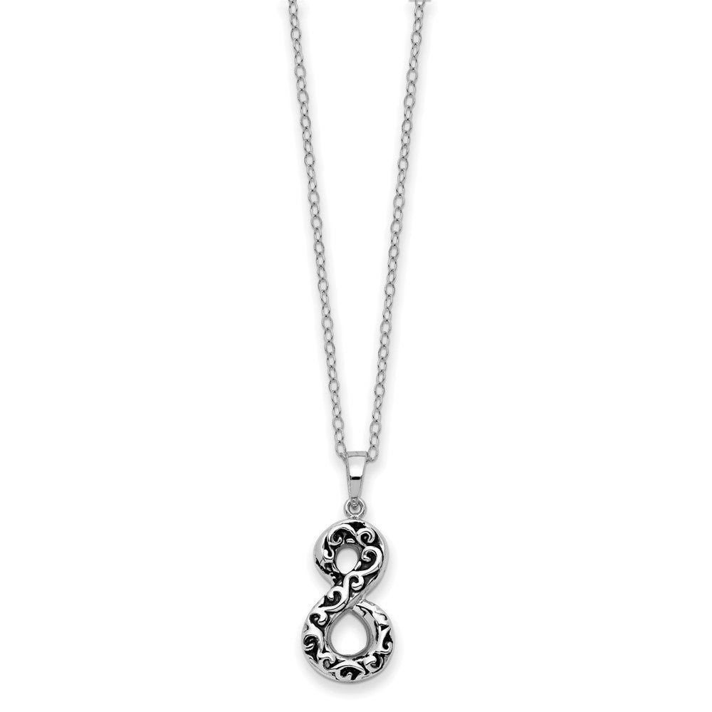 Sentimental Expressions Sterling Silver Rhodium-plated Antiqued Infinity Remembrance Ash Holder 18 Inch Necklace