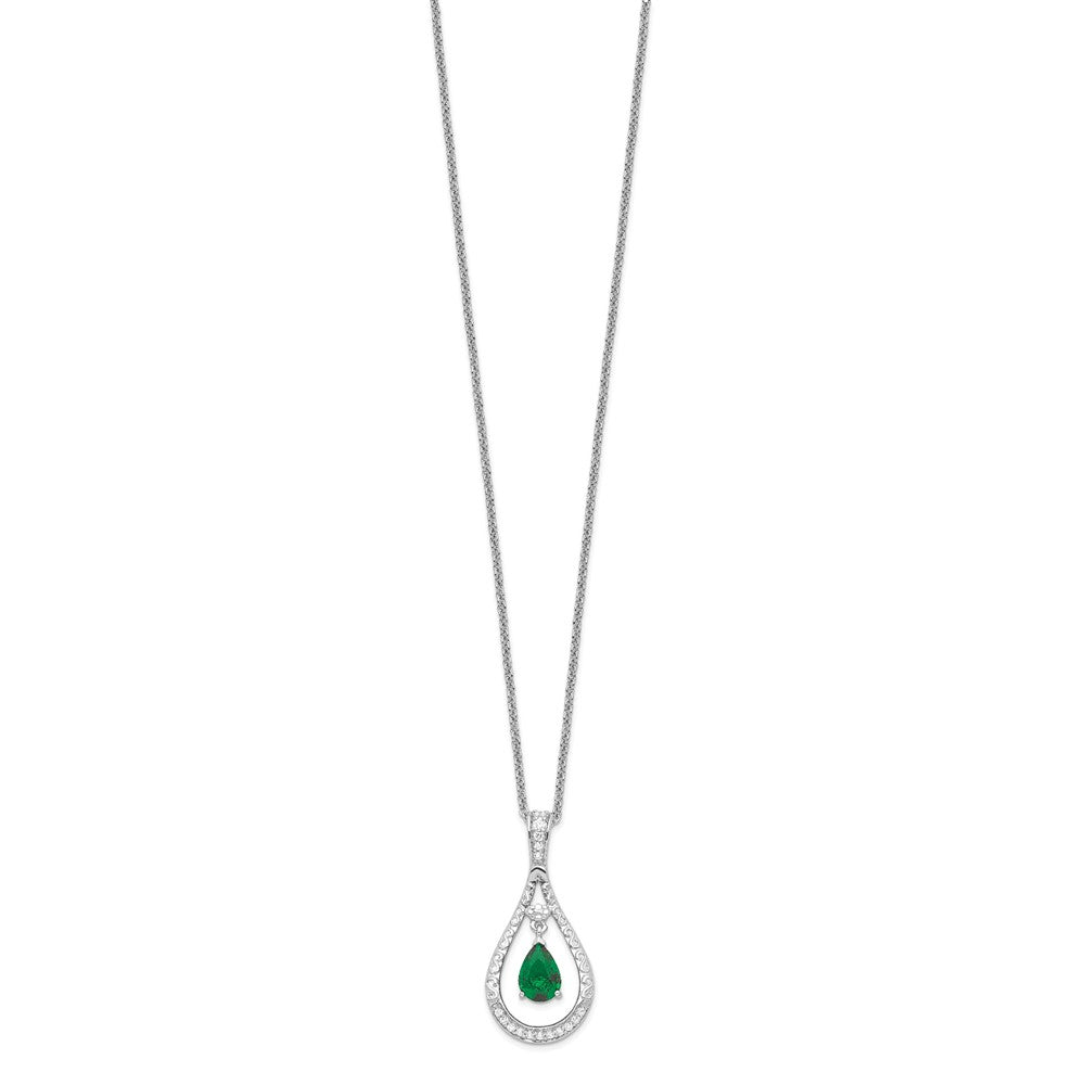 Sentimental Expressions Sterling Silver Rhodium-plated May CZ Stone Never Forget Tear 18in Birthstone Necklace