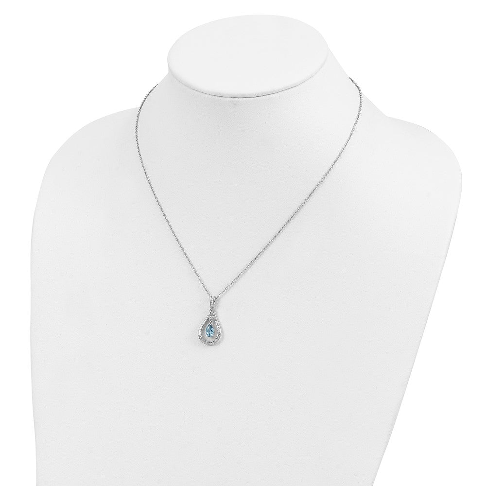 Sentimental Expressions Sterling Silver Rhodium-plated Dec. CZ Stone Never Forget Tear 18 Inch Birthstone Necklace