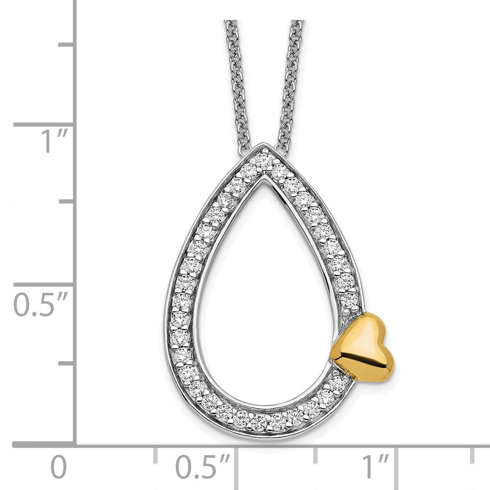 Sentimental Expressions Sterling Silver Gold-plated CZ A Tear of Love 18in Necklace