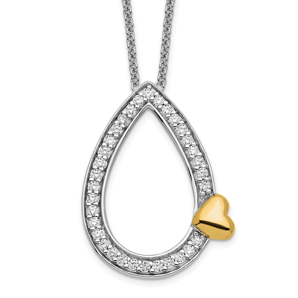 Sentimental Expressions Sterling Silver Gold-plated CZ A Tear of Love 18in Necklace