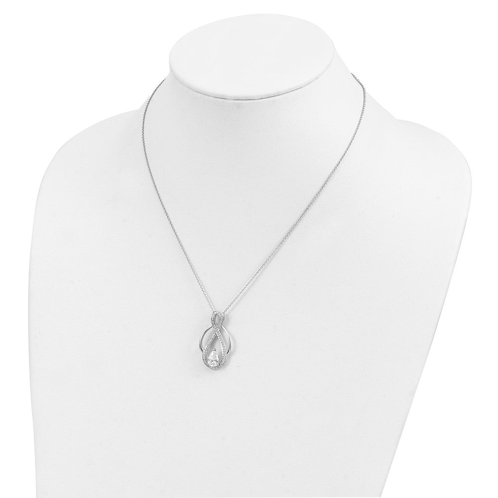 Sentimental Expressions Sterling Silver Rhodium-plated CZ Tear of Strength 18in Necklace