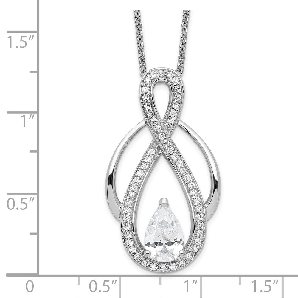 Sentimental Expressions Sterling Silver Rhodium-plated CZ Tear of Strength 18in Necklace