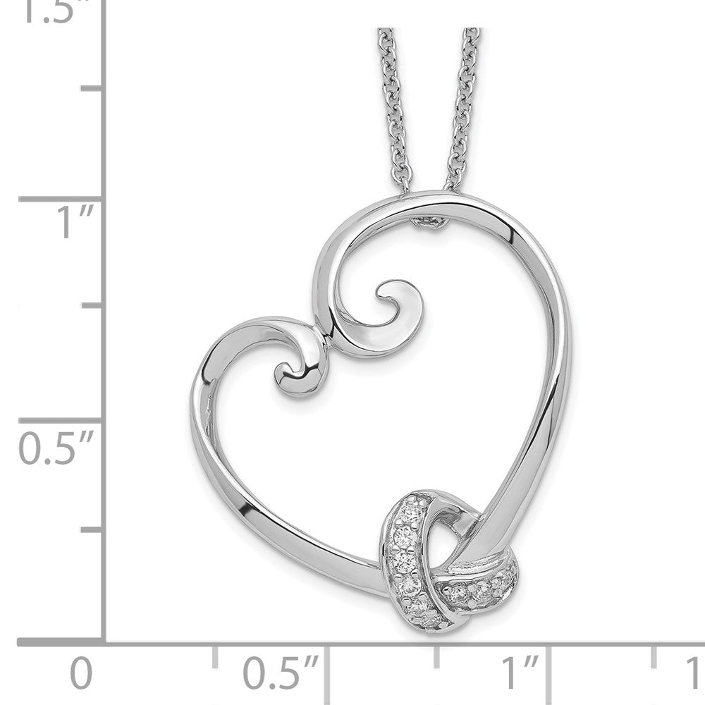 Sentimental Expressions Sterling Silver Rhodium-plated CZ Love knots 18in Heart Necklace