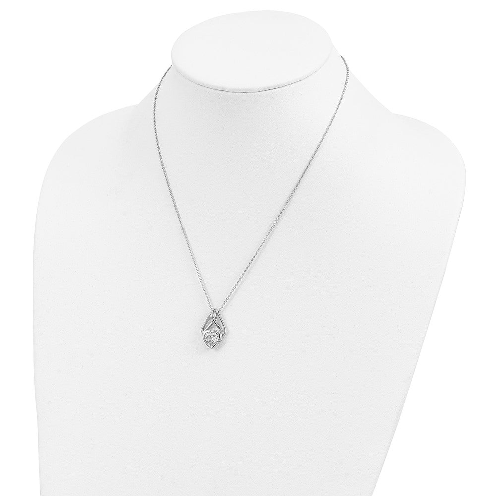 Sentimental Expressions Sterling Silver Rhodium-plated CZ Wrapped Around My Heart 18in Necklace