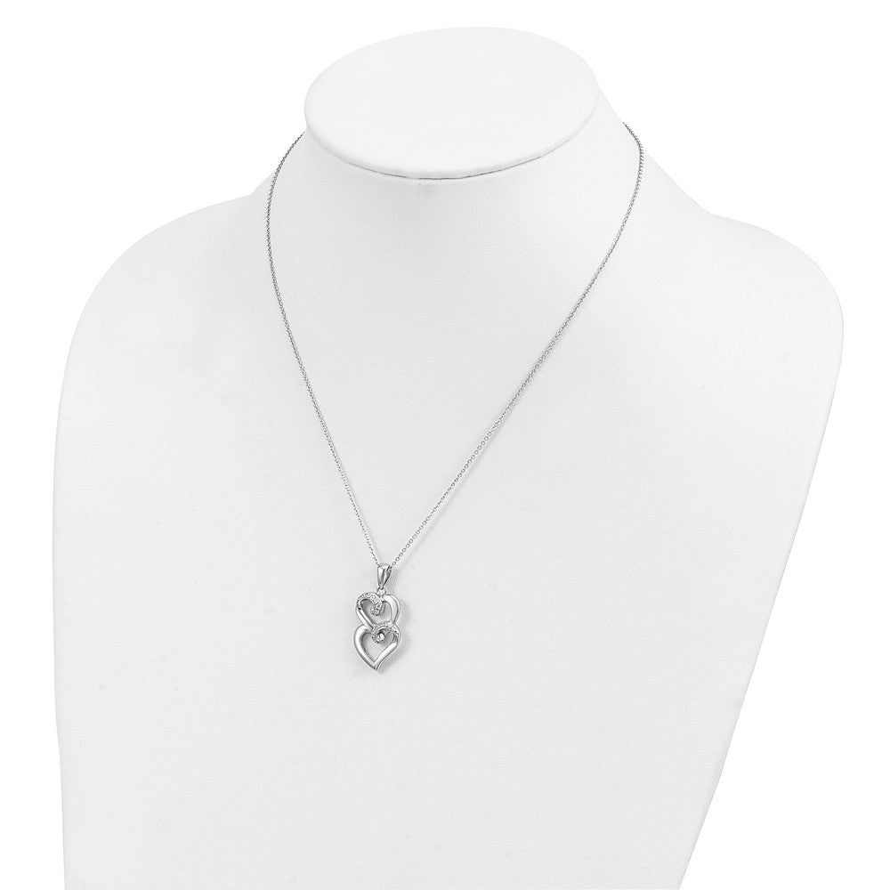 Sentimental Expressions Sterling Silver Rhodium-plated CZ To My Sister 18in Heart Necklace