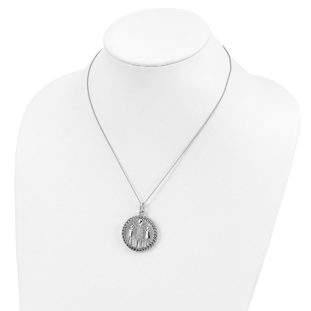 Sentimental Expressions Sterling Silver Rhodium-plated Antiqued Knitted Together By Love 18in Necklace