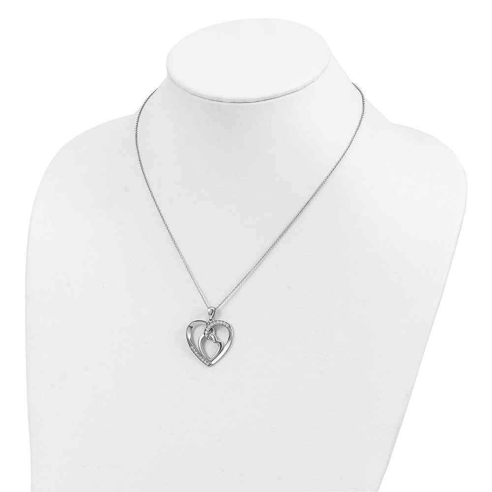 Sentimental Expressions Sterling Silver Rhodium-plated Innerconnected CZ My Heart To Yours 18 inch Necklace with Poem Card