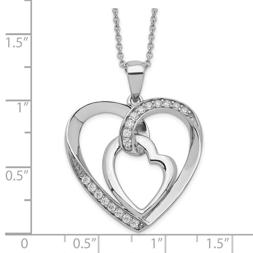 Sentimental Expressions Sterling Silver Rhodium-plated Innerconnected CZ My Heart To Yours 18 inch Necklace with Poem Card