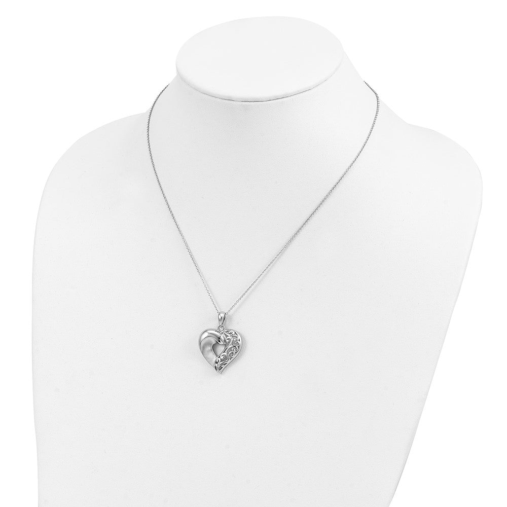 Sentimental Expressions Sterling Silver Rhodium-plated Close To My Heart 18in Necklace