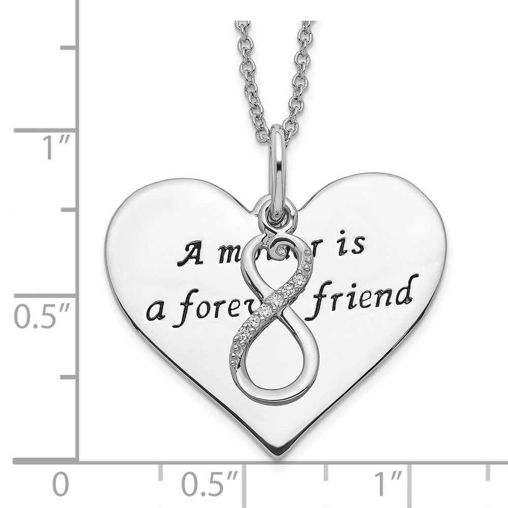 Sentimental Expressions Sterling Silver Rhodium-plated Antiqued CZ A Mother Is A Forever Friend 18in Necklace