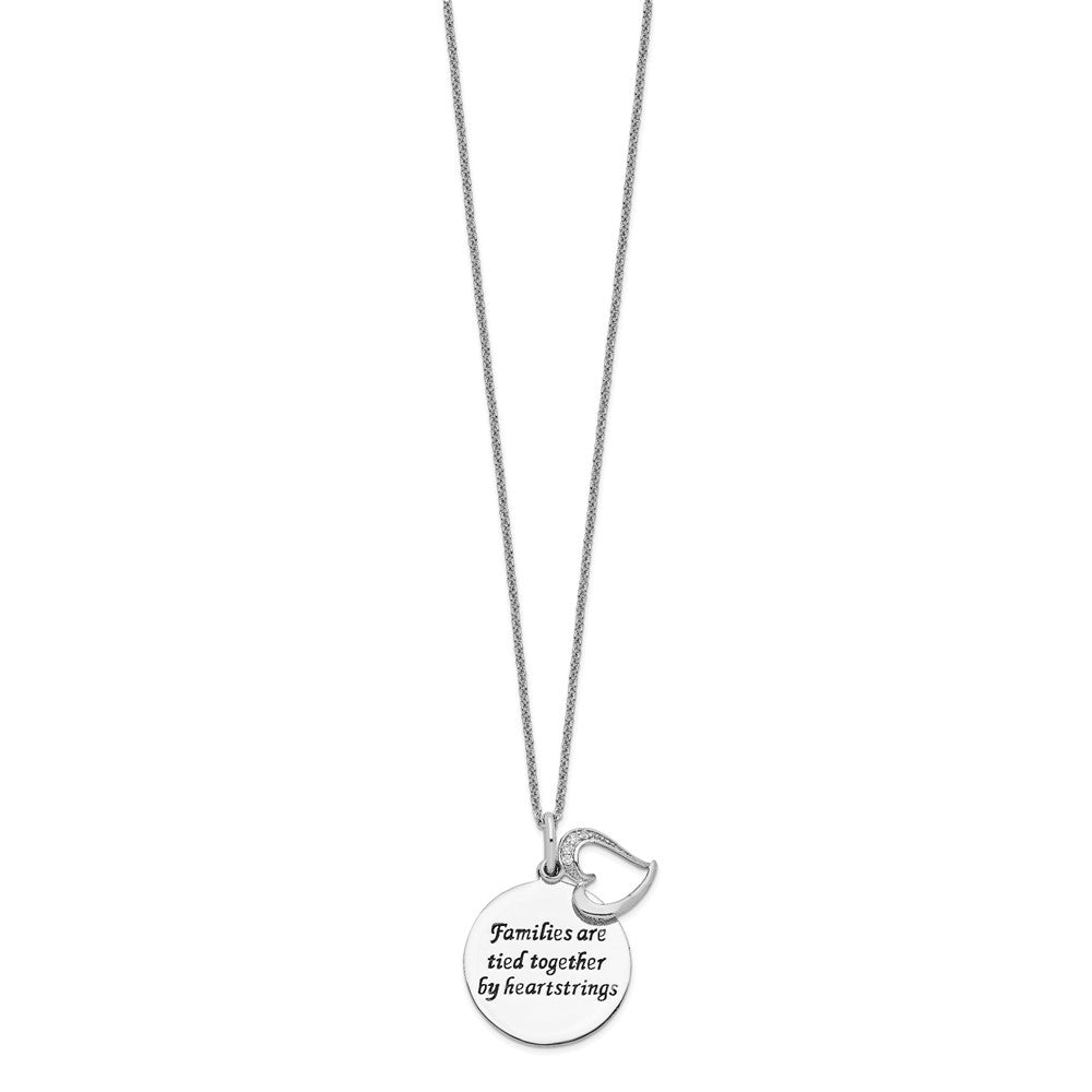 Sentimental Expressions Sterling Silver Rhodium-plated Antiqued CZ Families Are Tied Together 18in Heart Necklace