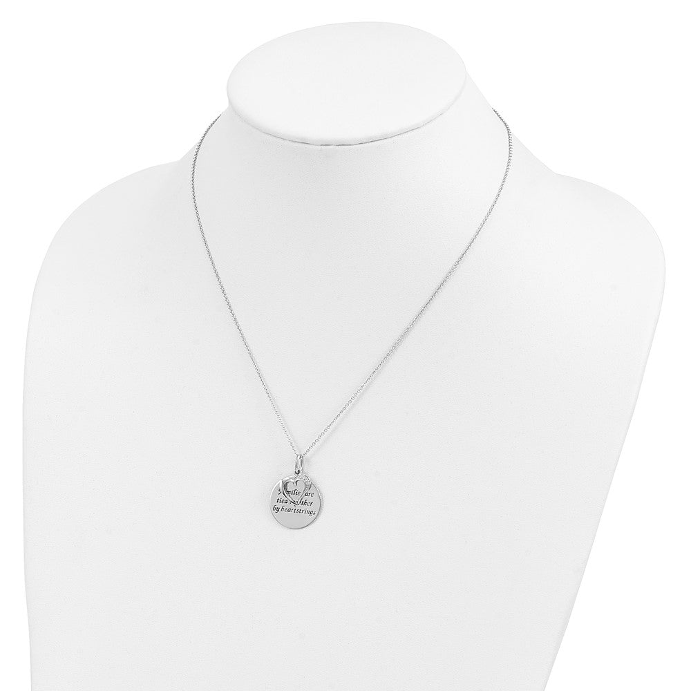 Sentimental Expressions Sterling Silver Rhodium-plated Antiqued CZ Families Are Tied Together 18in Heart Necklace