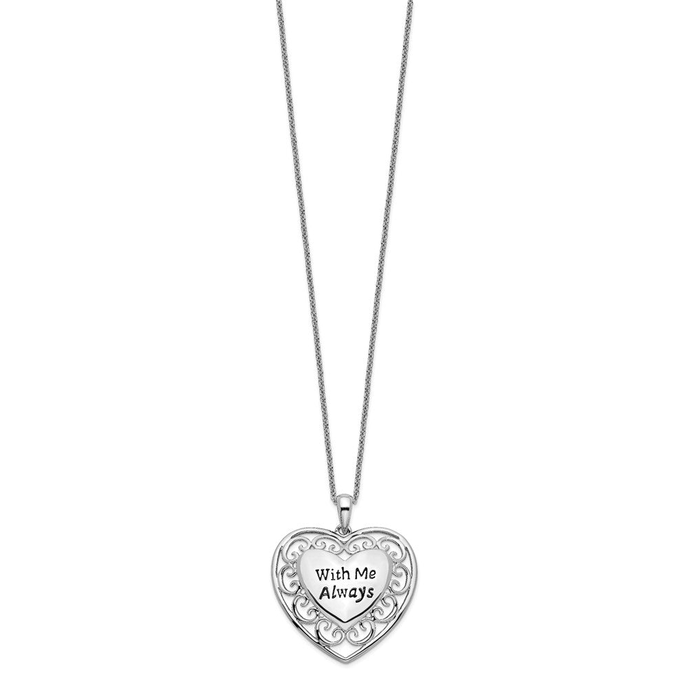 Sentimental Expressions Sterling Silver Rhodium-plated Antiqued With Me Always 18in Heart Necklace