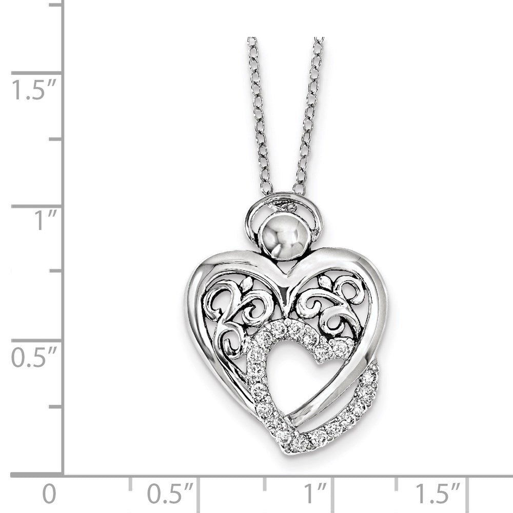 Sterling Silver CZ Angel Of Marriage 18in. Necklace