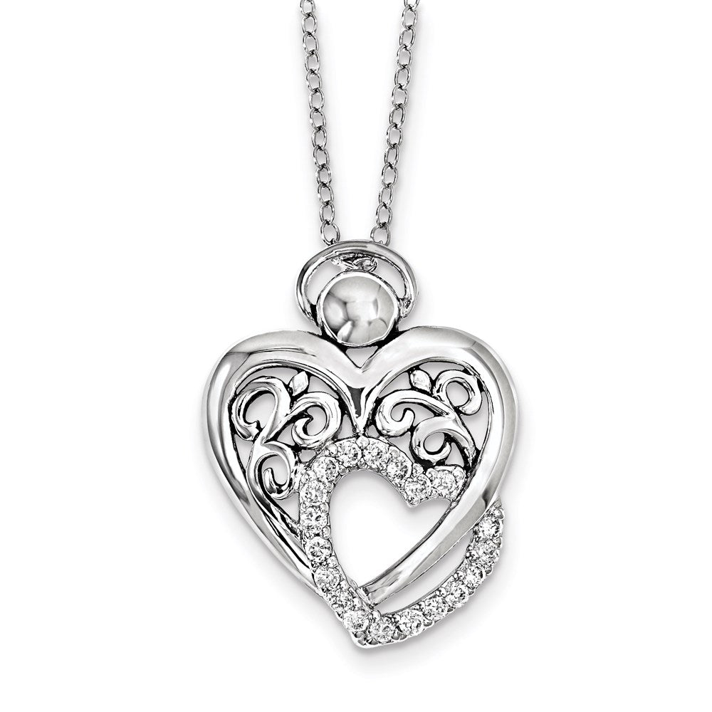 Sterling Silver CZ Angel Of Marriage 18in. Necklace