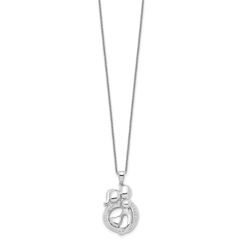 Sentimental Expressions Sterling Silver Rhodium-plated CZ Family of 3 Gathering 18in. Necklace