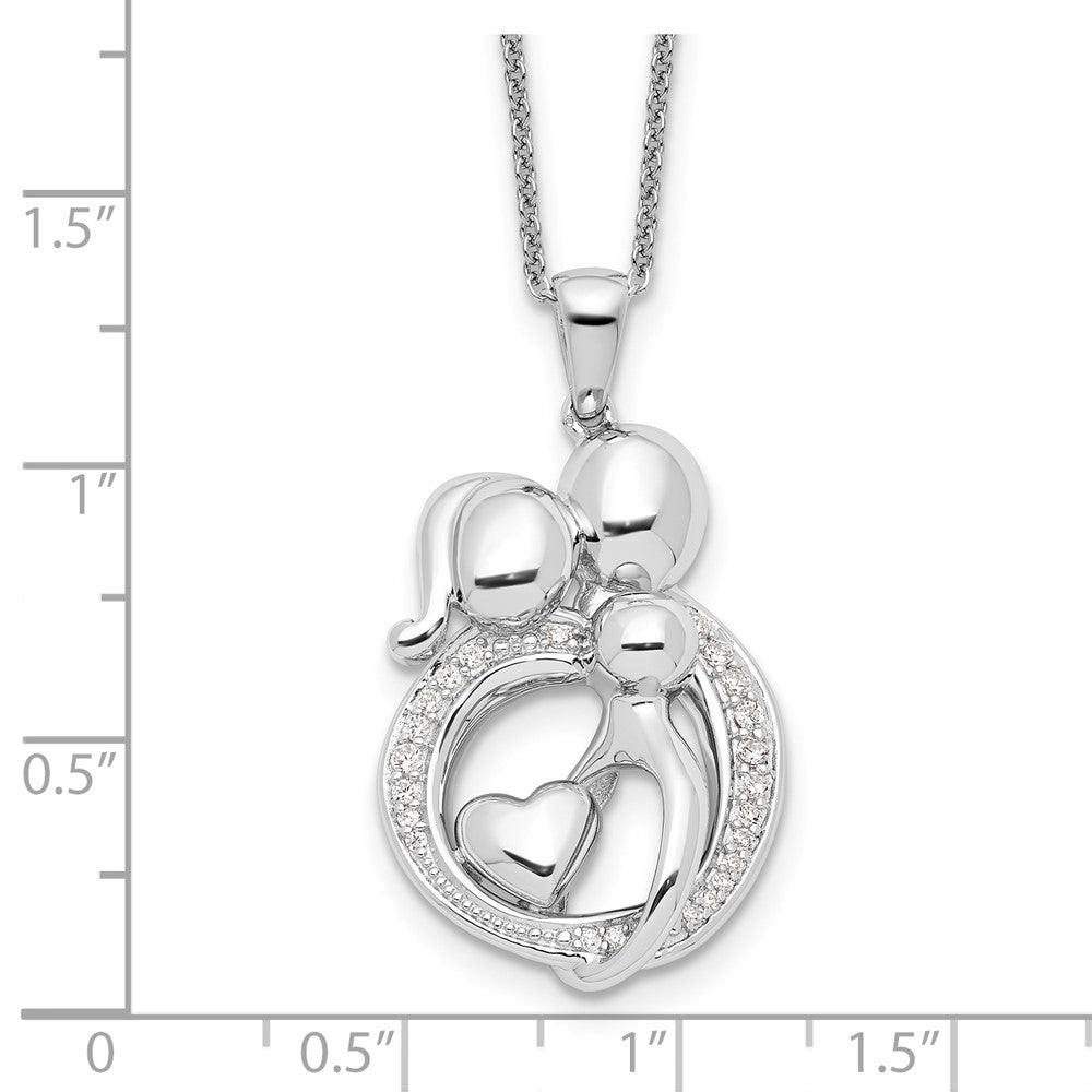 Sentimental Expressions Sterling Silver Rhodium-plated CZ Family of 3 Gathering 18in. Necklace