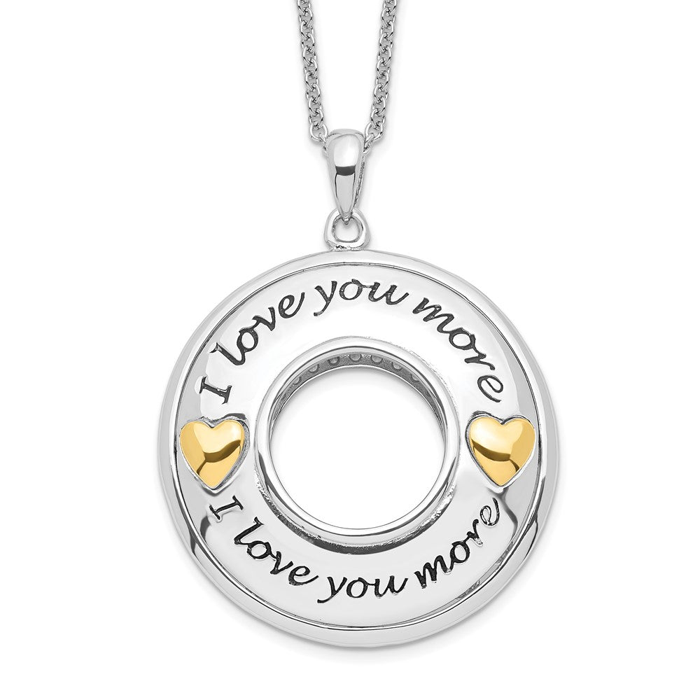 Sentimental Expressions Sterling Silver Gold-plated Antiqued CZ I Love You More 18in. Necklace