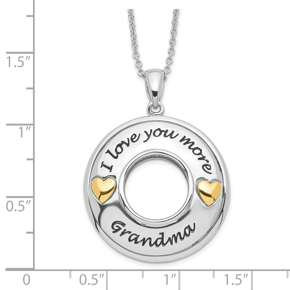 Sentimental Expressions Sterling Silver Gold-plated Antique CZ I Love You More Grandma 18in Necklace