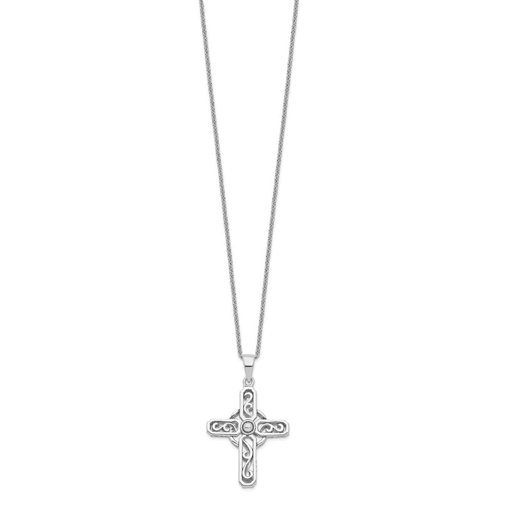 Sentimental Expressions Sterling Silver Rhodium-plated Prayer Cross 18in. Necklace