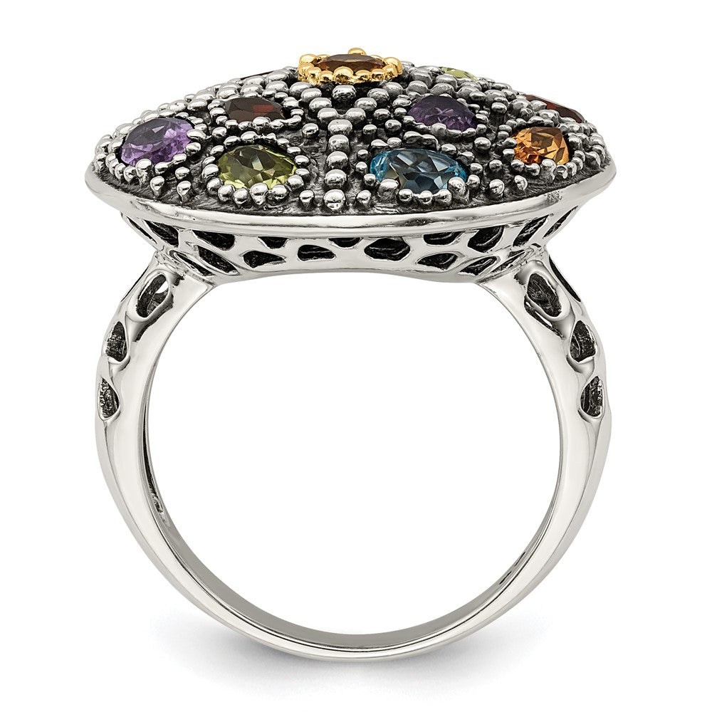 Shey Couture Sterling Silver with 14K Accent Antiqued .43Amethyst/.19Citrine/.32Blue Topaz/.32Peridot/.35Garnet Ring