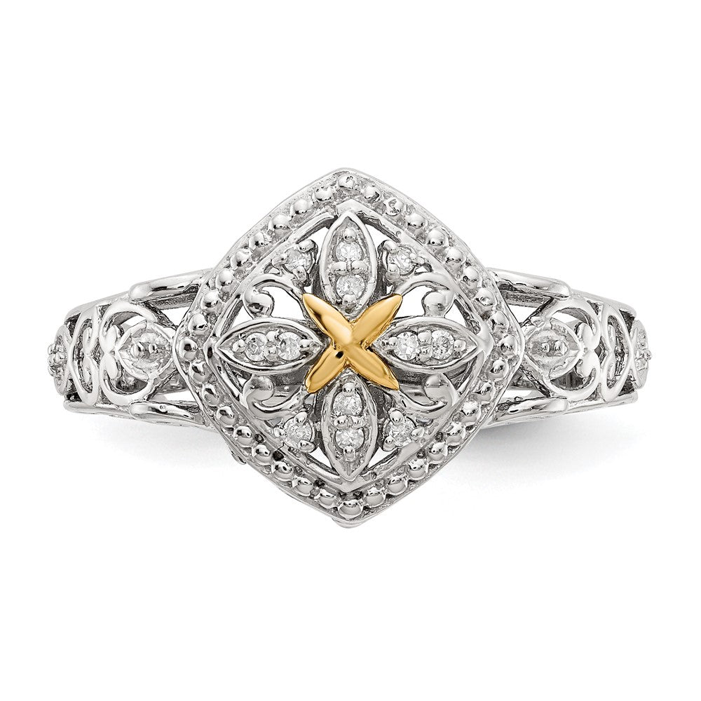 Shey Couture Sterling Silver Rhodium-plated with 14K Accent Diamond Ring