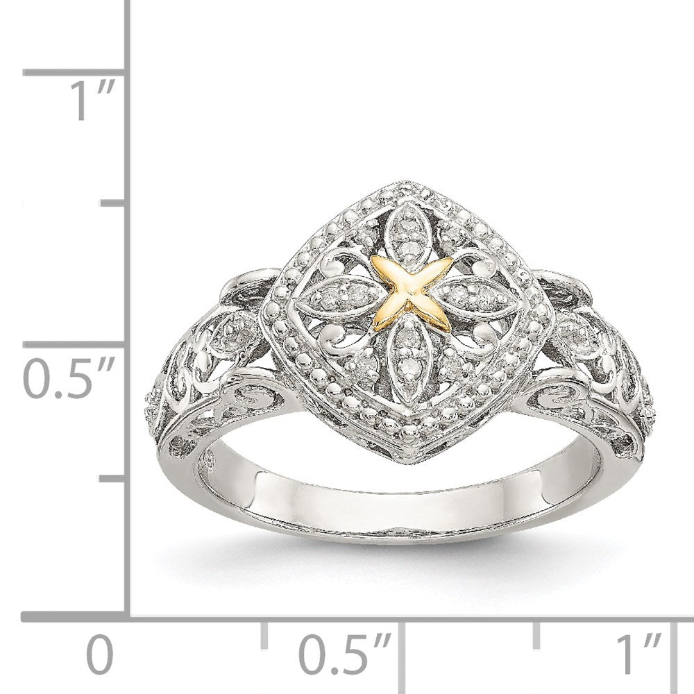 Shey Couture Sterling Silver Rhodium-plated with 14K Accent Diamond Ring