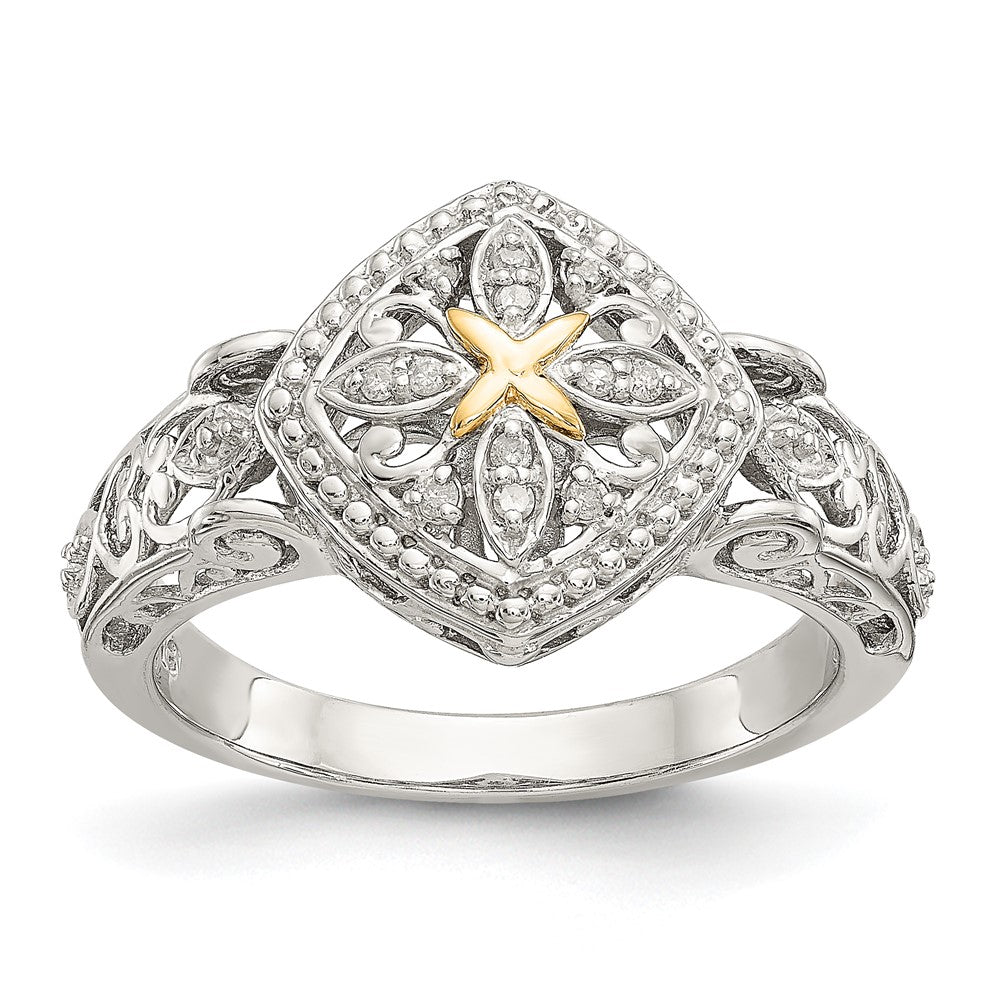 Shey Couture Sterling Silver Rhodium-plated with 14K Accent Diamond Ring