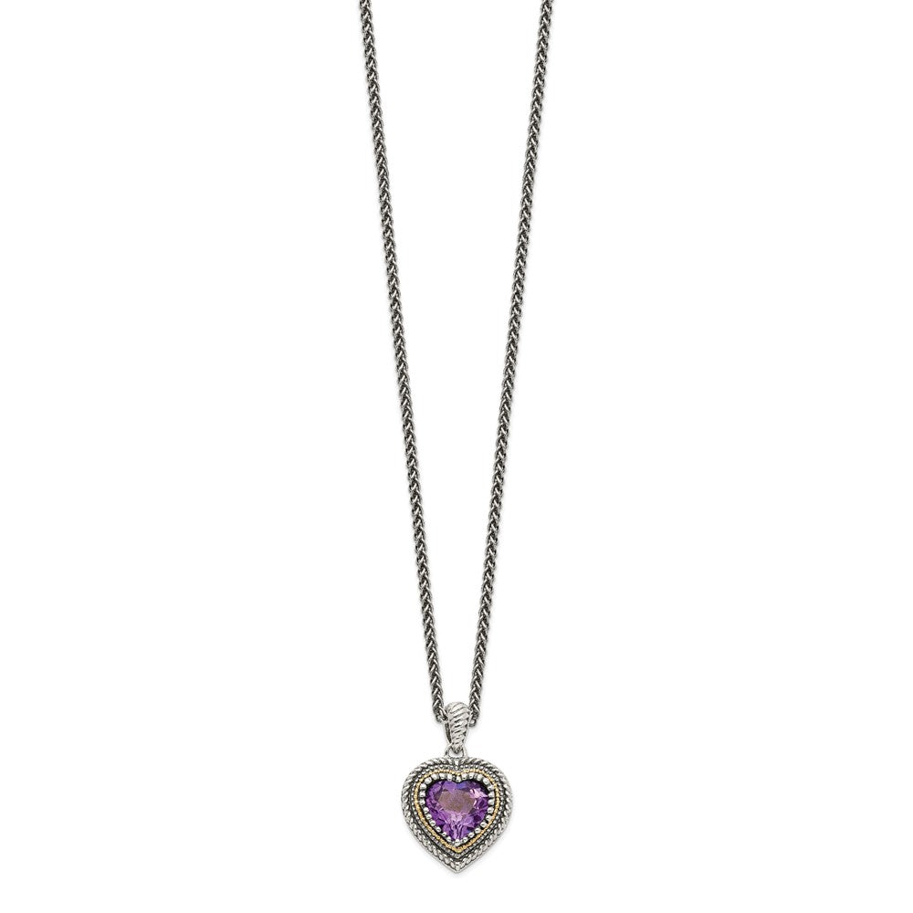 Shey Couture Sterling Silver with 14K Accent 18 inch Antiqued Amethyst Heart Necklace