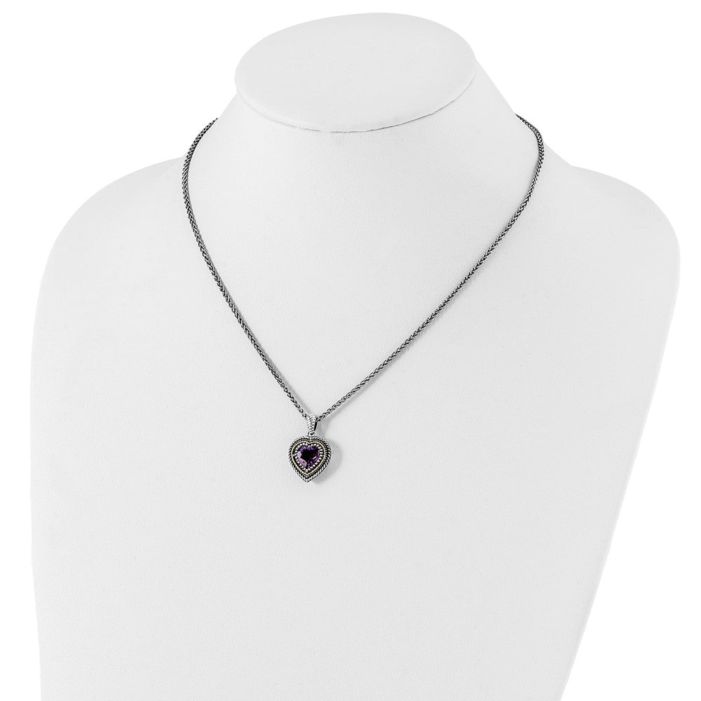 Shey Couture Sterling Silver with 14K Accent 18 inch Antiqued Amethyst Heart Necklace