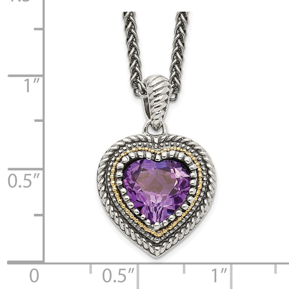 Shey Couture Sterling Silver with 14K Accent 18 inch Antiqued Amethyst Heart Necklace