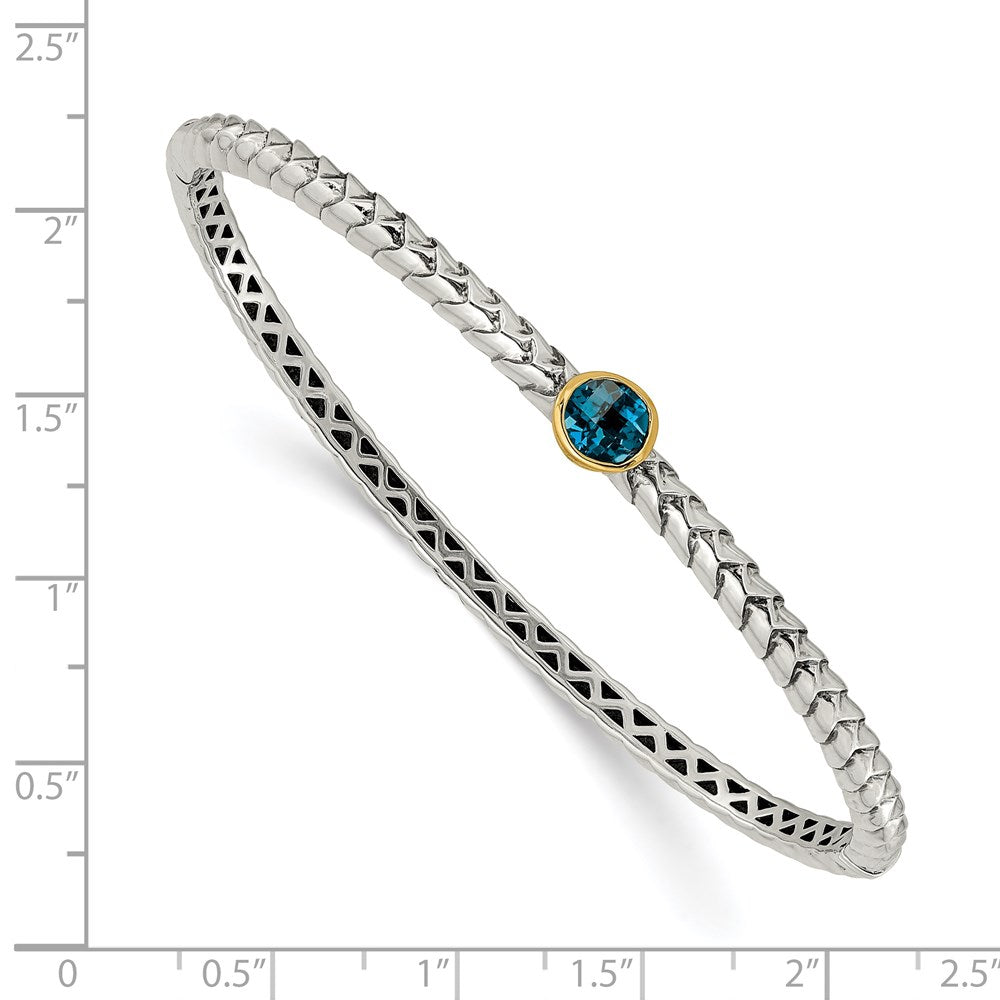 Shey Couture Sterling Silver with 14K Accent London Blue Topaz Hinged Bangle