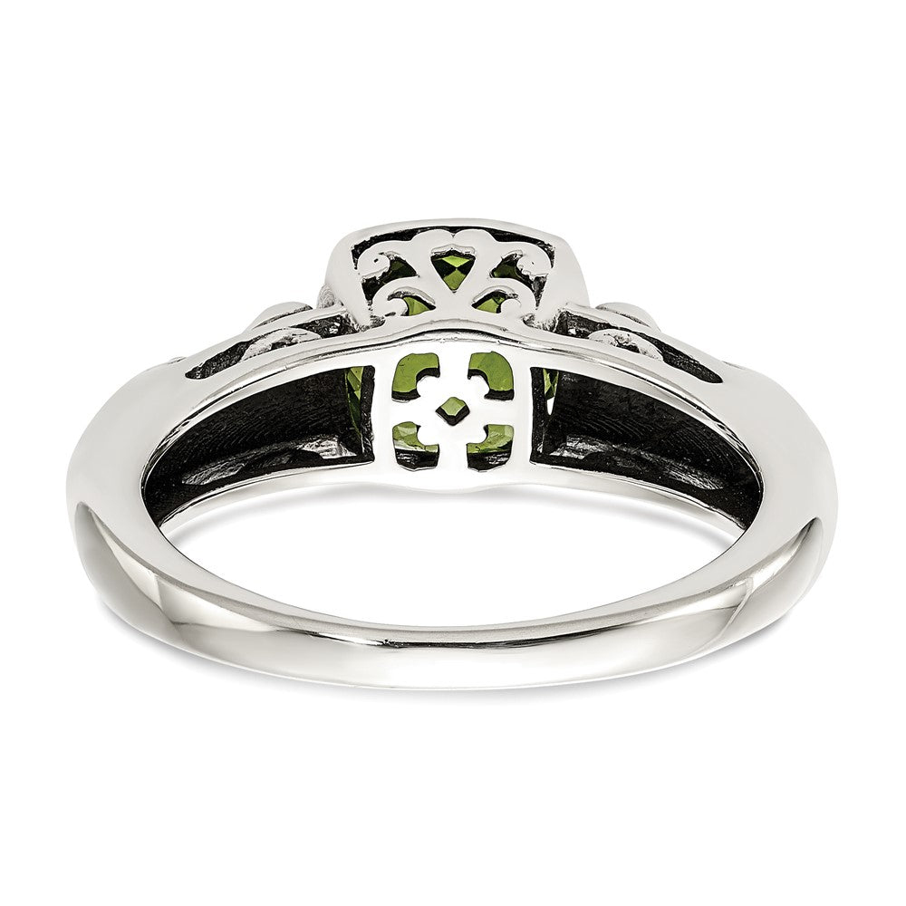 Shey Couture Sterling Silver with 14K Accent Antiqued Cushion Peridot Ring