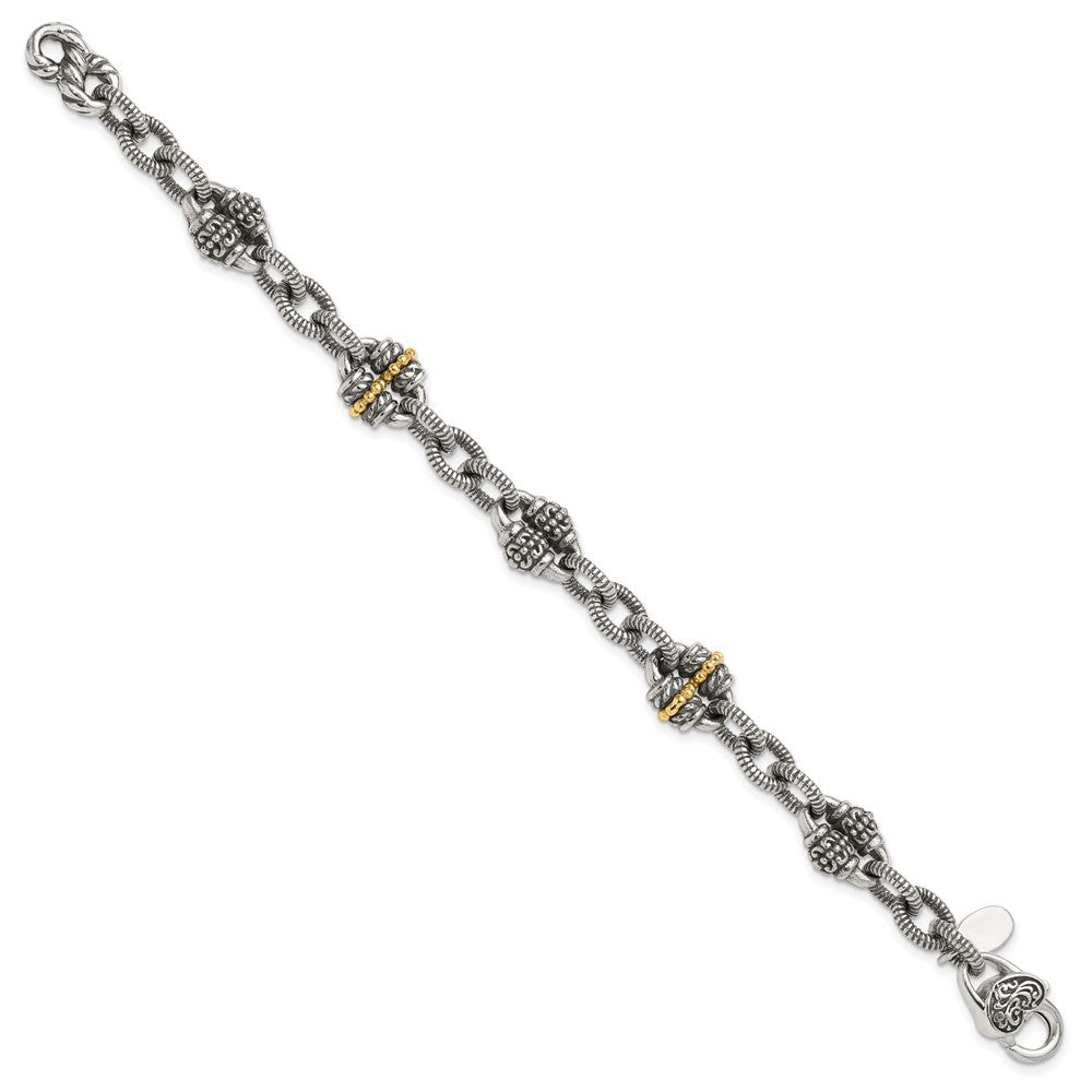 Shey Couture Sterling Silver with 14K Accent7.5 Inch Antiqued Bracelet