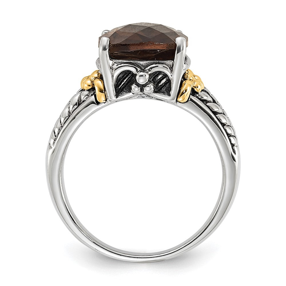 Sterling Silver w/14k Accent Polished & Antiqued Smoky Quartz Ring