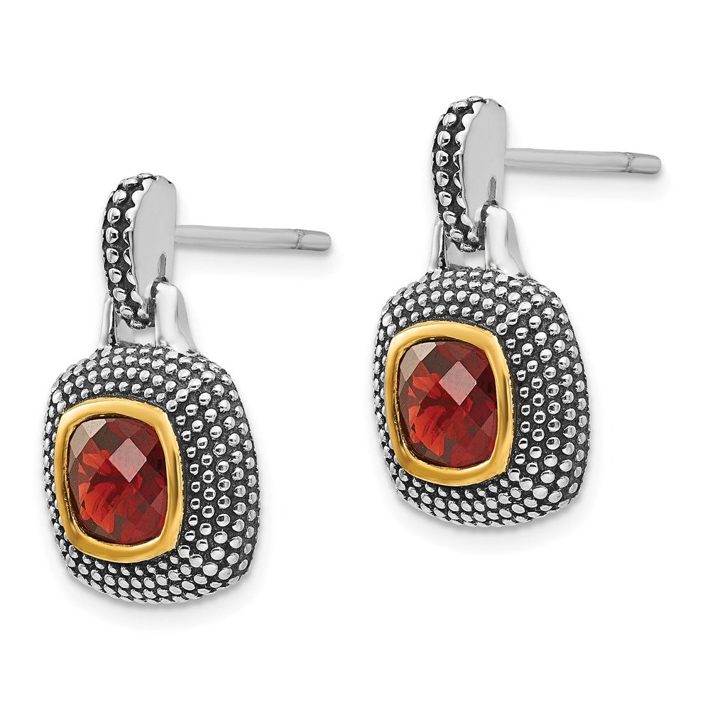 Shey Couture Sterling Silver Flash Gold-plated Antiqued Garnet Earrings